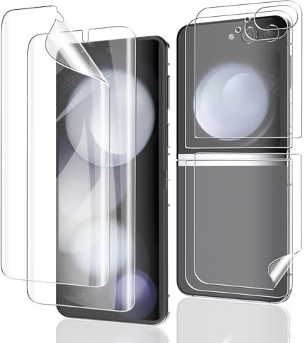Euukzzea Protection D'écran pour Samsung Galaxy Z Flip 5, 2 Pièces TPU Film Hydrogel Transparent HD Souple en TPU Film et 2 Pièces Protecteur Arrière, Protection Écran Flexible