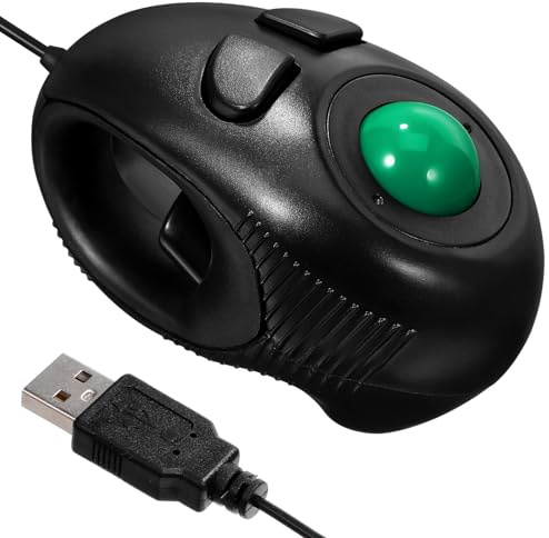 iplusmile Mouse Trackball Portatile 4d Mini Cavo per Desktop e Laptop | Controllo Pollice, Design a Tre Tasti, Plastica Rigida Nera, Leggero e Adatto All'uso Destro o Sinistro