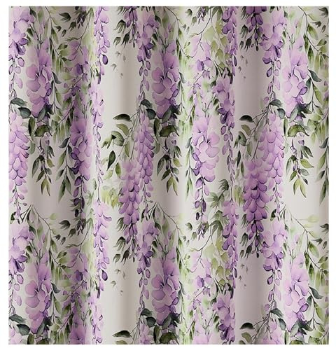 Gardinen Vorhangen Bunte 100% Polyester 140x240 cm (BxH) Modell Glicynia Kurze Lange Gardine Kinderzimmer Gardine Blumenmuster Mit Kräuselband Zum Aufhängen Mit Ringen Oder Haken