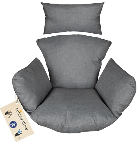 sunnypillow Hängesessel Kissen, Auflage für Rattan & Polyrattan, Grau