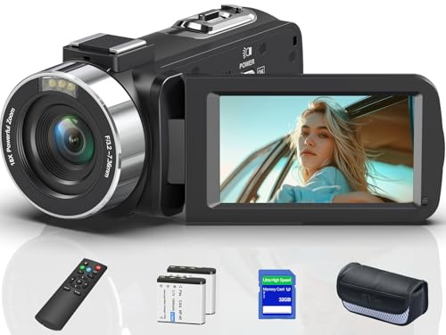 OLESIT 8K 64MP Video Camera 18X Digital Camcorder Video Camera for YouTube 3.0 inch Flip Screen Camcorder Vlogging Camera with 32GB SD Card, 2.4G Remote Control, Two Batteries