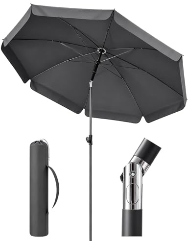 Sunula Sonnenschirm 180cm rund mit Hülle, Knickbar & verstellbare Höhe | 22/25mm Stahlrohr, 180g/m² Polyester, Neigefunktion, GRS-zertifiziert, UPF50+, für Balkon/Garten/Terrasse/Strand