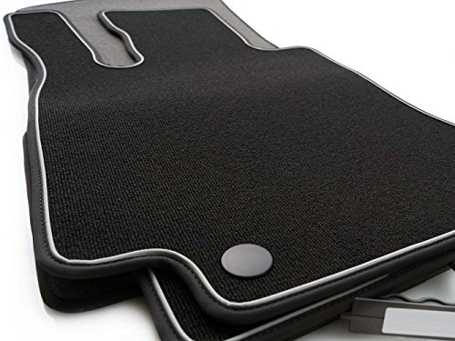 kh Teile Fußmatten für Mercedes C-Klasse W204 S204 AMG Design (Zierstreifen Silbergrau) Automatten Schlinge Original Qualität 4-teilig Schwarz