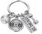 RINHOO FRIENDSHIP Fitness-Schlüsselanhänger aus Edelstahl mit Zitaten Hantelscheibe Hantel Kugelhantel Charms Schlüsselanhänger, silber, Medium