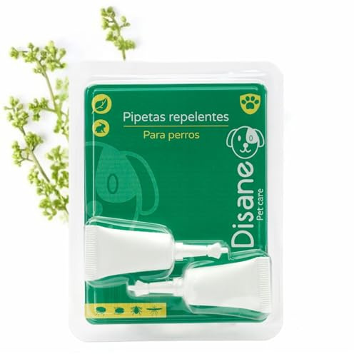DISANE Pipetas Antiparasitarias para Perros 100% Naturales | 2 Uds | 2 Meses de Protección contra Insectos y Parásitos: Pulgas, Garrapatas y Mosquitos | Antipulgas Sin Toxicidad para el Perro