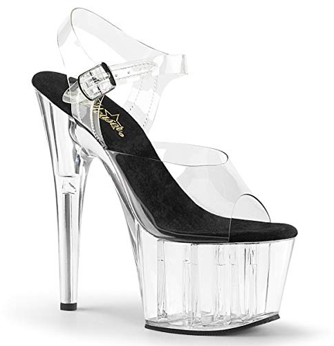 Pleaser ADORE-708 Damen Plateau High Heels, Schwarz/CLR/CLR, EU 44 (US 13)