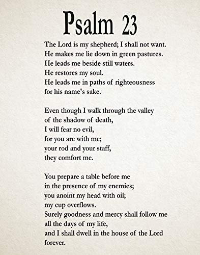 Psalm 23 Psalm 23 Print Psalm 23 Poster Bible Poster bible Print Bible Decor Bible Quote Psalm Quote Book of Psalms Bible Wall Art Christian (29.7cm x 41.9cm (A3), Ivory)