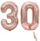2 Luftballons Zahl 30, Nummer 30 Luftballon Rosegold Mädchen ,40 Aufblasbar Helium Folienballon Roségold Ballons Figuren ,Riesen ballon für Geburtstag Party Dekoration, Abschlussball (xxxl 100cm)