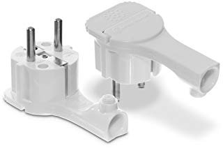 Winkelstecker Flachstecker Schuko Stecker Weiß Eurostecker 16A Winkel mit Griff
