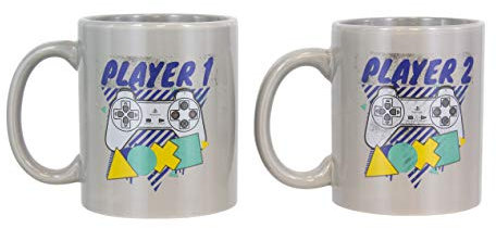 Paladone PP4922PS PlayStation One & Player Two Mug Set | Novelty Coffee Tea Ceramic Cup | Unique & Super Fun Way of Drinking Your Favourite Beverage, 330 milliliters