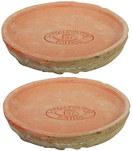 Esschert Design 2er Set Aged Terracotta Untersetzer rund Ø 16,4 cm Planzen Blumen Topf Ton Töpfe
