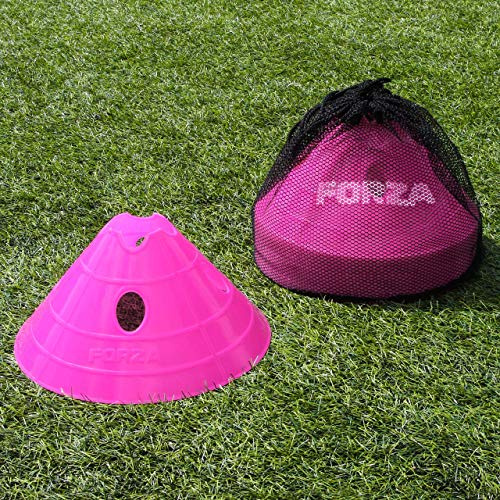 FORZA Fußball-SuperCone-Trainingsmarkierungskuppeln [20er-Pack] – Jumbo 14 cm Kegel für Geschwindigkeits- und Beweglichkeitsübungen – langlebiges, wetterfestes PVC – 8 Farboptionen