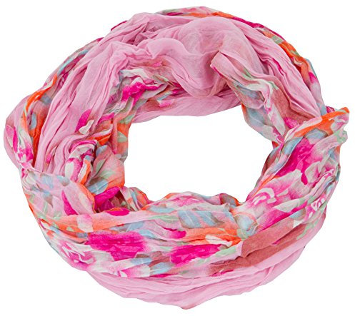 AvaMia Loop Schal Schlauchschal mit Blumen und Blüten gemustert 80 x 170 cm, Rosa