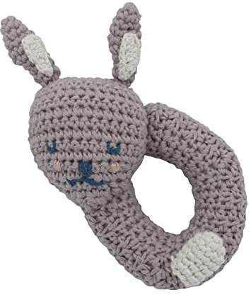 Sebra - Häkel-Rassel - Bluebell das Kaninchen - Baumwolle - grau - 7 x 15 cm