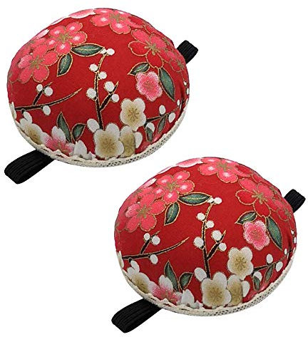 2 Packungen Nadelkissen Vintage Bedruckt Stoff Nadelkissen für DIY Handwerk Nähmaschine Zuhause (rot)