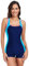BEACHKINI Costume da Bagno Donna Costume Intero Costume da Bagno Aperto sul Retro Costume da Bagno competitivo,Blu Tibetano,EU 40