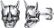 SILVERCUTE Herren Ohrstecker mit Japanischer Maske 925er silber Biker Gotik Dämon Samurai Prajna Design Ohr Piercing Punk Rock Ear Studs Schmuck