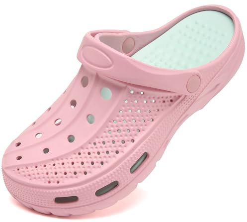 Uomo Donna Zoccoli Spiaggia Giardino Ospedale Estate Sandali da Mare Pantofole da All'Aperto con Solette Morbido e Comode, Rosa, 42/43 EU