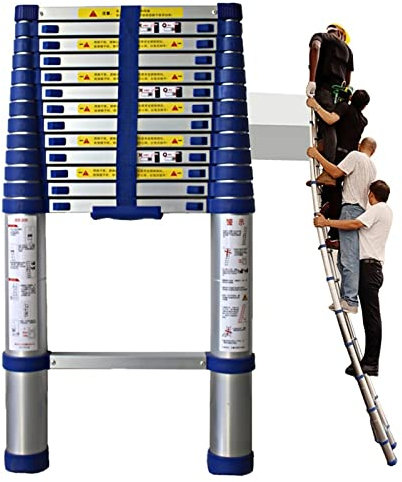 ZJDYDY Teleskopleiter für 8m/7m/6.2m/5m/4m/3.8m/2. 6 m Dachzelt, Aluminium-Auszugs-Teleskopleitern für Loft-Wohnmobil-Dachböden im Freien, Belastung 150 kg (Size :8m/26ft), Silber