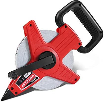 WISEUP Mètre à ruban long de 30 m, mesure en fibre de verre, ruban durable ABS pour les ingénieurs