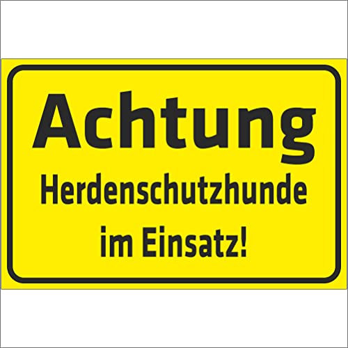 Indigos UG Aufkleber Achtung - Herdenschutzhunde im Einsatz! - 300x200 mm - Hotel, Firma, Schutz, Kita, Arzt, Praxis, Wohnung - Sicherheit - Warnung
