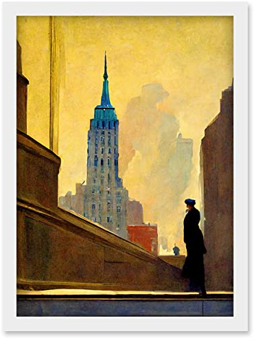 Doppelganger33 LTD 5th Avenue New York At Sunrise Watercolour Painting Artwork Framed Wall Art Print A4