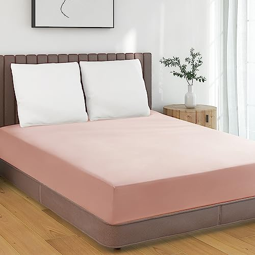 HENGWEI Bettlaken 150x200 mit Elastischem Boxspring Spannbettlaken Mikrofaser Spannbetttuch 140x200 bis 30cm Matratzenhöhe Weiche Matratzenauflage, Rosa