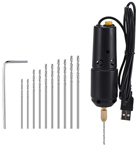 Mini-Bohrmaschine, 0,8–1,2 Mm, Tragbare USB-betriebene Mikro-Bohrmaschine, Multifunktions-Bohrmaschine Mit 10 Stück Bit Zum Basteln, Schnitzen, Heimwerken, Miniaturen, Schmuckherstellung