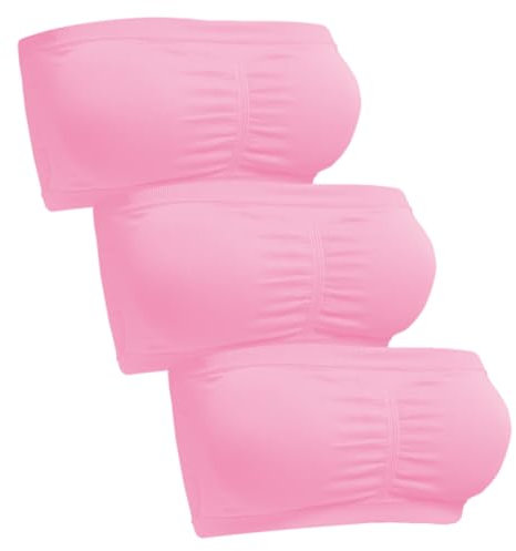 Sodacoda Bralette da Donna Senza Spalline Senza Cuciture a Fascia Elastica Imbottita con Reggiseno a Fascia (3X Rosa XXXL)