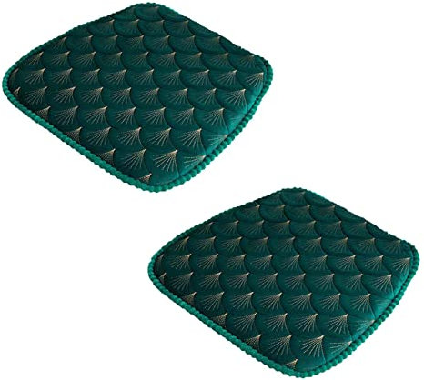 ZIBENE Stuhlkissen Halbrund 45x45 Mit Schleife, Sitzkissen Stuhl 2 StüCk, Sitzpolster Gartenstuhl Stuhlauflagen EsszimmerstüHle mit Rutschfester Unterlage Dicke Sitz Auflage KüChenstuhl Grün