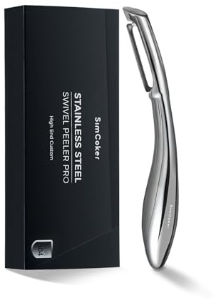 SimCoker Sparschäler Edelstahl – Aus 18/10 Edelstahl, mit scharfer 420-Klinge, robustes und langlebiges Gemüse- und Obstschälwerkzeug, spülmaschinengeeignet, 2 Jahre Garantie