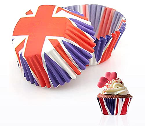 200 Stück Union Jack Cupcake-Boxen, Einweg-Muffin-Boxen, Pappbecher zum Backen, Cupcakes, Kuchenboden, hochtemperaturbeständig, öl- und haftfest