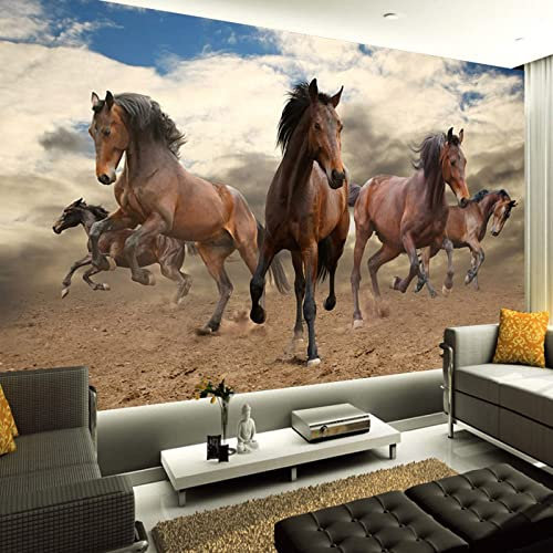GIVLWF Papier Peint Panoramique de Prairie Stéréoscopique Paysage De Cheval Au Galop Déco de La Maison - pour Salon Chambre D'enfant Décoration Murale 400 x 280 cm