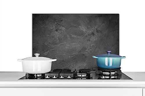 KitchenYeah© Küchenrückwand Platte Spritzschutz Küche Deko Aluminium Platte Spritzschutz Herd Alternative für Selbstklebende FolieStructure - Zement - Beton - Grau - Vintage - 70x50 cm