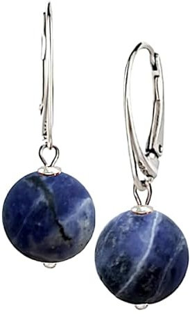I.L.U.S Blaue Edelstein Ohrringe Silber 925 Damen Hängeohrringe Blaue Stein Kristall Sodalith Schmuck Geschenke für Frauen Mama Feundin Ohrringe Hängend mit Stein Blau