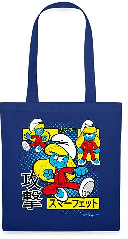 Spreadshirt Die Schlümpfe Schlumpfine Japanische Zeichen Stoffbeutel, One size, Royalblau