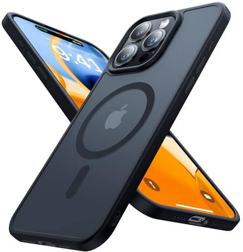 Aulofe Strong Magnetic for iPhone 15 Pro Max Case, [Compatible with MagSafe] [Military-Grade Drop Tested] Shockproof Protective Slim Translucent Matte Cover for iPhone 15 Pro Max Phone Case, Black