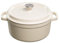GRAND FEU Redondo Horno holandés de hierro fundido - Olla de hierro fundido esmaltado con tapa y asas anchas para Cocina Estofado, Paella, Freír, Asar, Saltear - Cazuela 3,5 L, Blanco