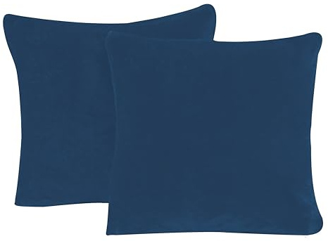 one-home 2er Pack Kissenbezug Kissenhülle Teddy Plüsch Uni kuschelig flauschig warm weich, Größe:40x40 cm, Farbe:blau