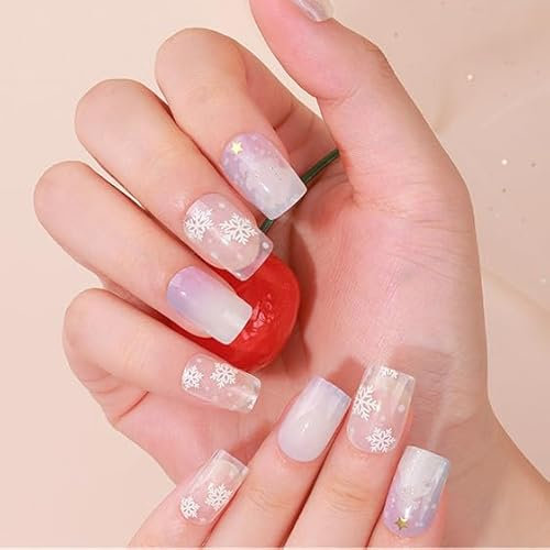 Semi Cured Gel Nail Strips - Salon Quality, Long Lasting, Easy to Apply & Remove - Includes Prep Pads, Nail File & Wooden Stick ，Nail Art at Home, Works with Any UV Nail Light (snow white)