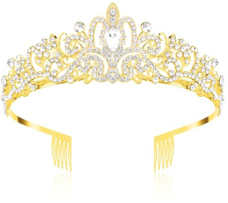 Krone Damen, Geburtstagskrone Mädchen, Krone Gold, Prinzessin Krone Mädchen, Diadem Krone, Diadem Gold, Kronen Prinzessin Krone Damen, Halloween Krone, Strass Tiara fur Geburtstagsfeier Prom Hochzeit