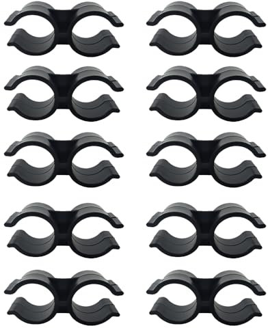 20PCS Double Clips Pipe Clamp Clips, PVC Plastic Shelf Pole Connector Chain Link Fence Panel Clamps Clips Fastener Accessories, Black