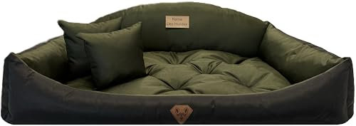 Dogs4Life Waschbar Orthopädisches Hundebett Hundekissen Hundesofa Hundekorb für Kleine Mittelgroße Grosse Hunde S - XXL Personalisiert mit Namen (M, Khaki)
