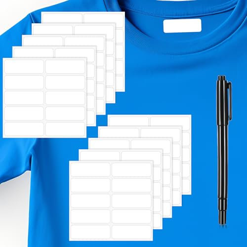 100 Pack No-Iron Clothing Labels Fabric Labels for Clothes Washable Labels for Clothing Self Adhesive Name Tags with Permanent Fabric Markers Clothing Labels for Nursing Home Camp Laundry Day Care