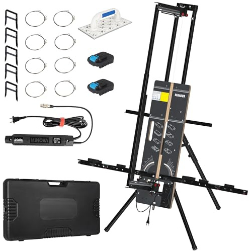 MINOVA Coupe-polystyrène professionnel modèle 8 260 W/1300 mm - Kit complet avec 8 fils de coupe - Coupe-fil chaud et convertisseur de batterie - Convient pour batterie Bosch (sans batterie)