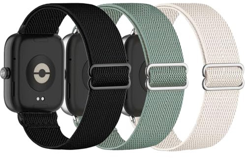 CUNUJIX 3 Stück Elastisch Nylon Armband Ersatz für Xiaomi Redmi Watch 4 / Xiaomi Band 8 Pro Armband, Stoff Sport Dehnbare Loop Gewebe Ersatzband für Redmi Watch 4 Herren Damen