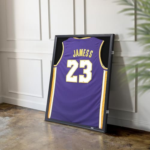 Home Deluxe - Trikotrahmen - MOMENTO - Farbe: Schwarz, ca. 80 x 4 x 60 cm, abschließbar, HDF Platte I Klapprahmen, Präsentationsrahmen, Schattenbox