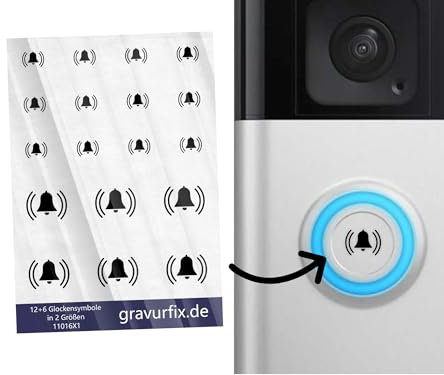 gravurfix PREMIUM Sticker Set 18 teilig (12 kleine + 6 große Aufkleber) Glockensymbole für Video Türklingeln | Ring Doorbell Eufy Nest Intercom Glocken Klingel Symbole Piktogramm - schwarz