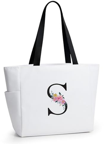 KALIDI Handtasche Damen A-Z Reißverschluss Schultertasche,Personalisierte Initialen Tragetasche Geschenke für Damen,Strand,Reisen,Einkaufen,Schule