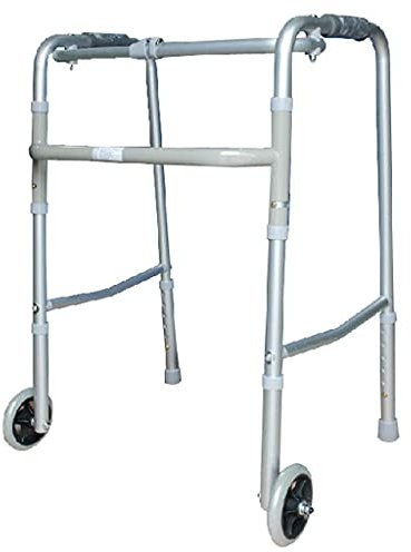 MRKU Walker - Gehwagen für das Gesundheitswesen, zusammenklappbar, leichtes Aluminium-Gehgestell mit Rädern, Rutschfester Gehstock mit Krankenhaus-Gehgestell